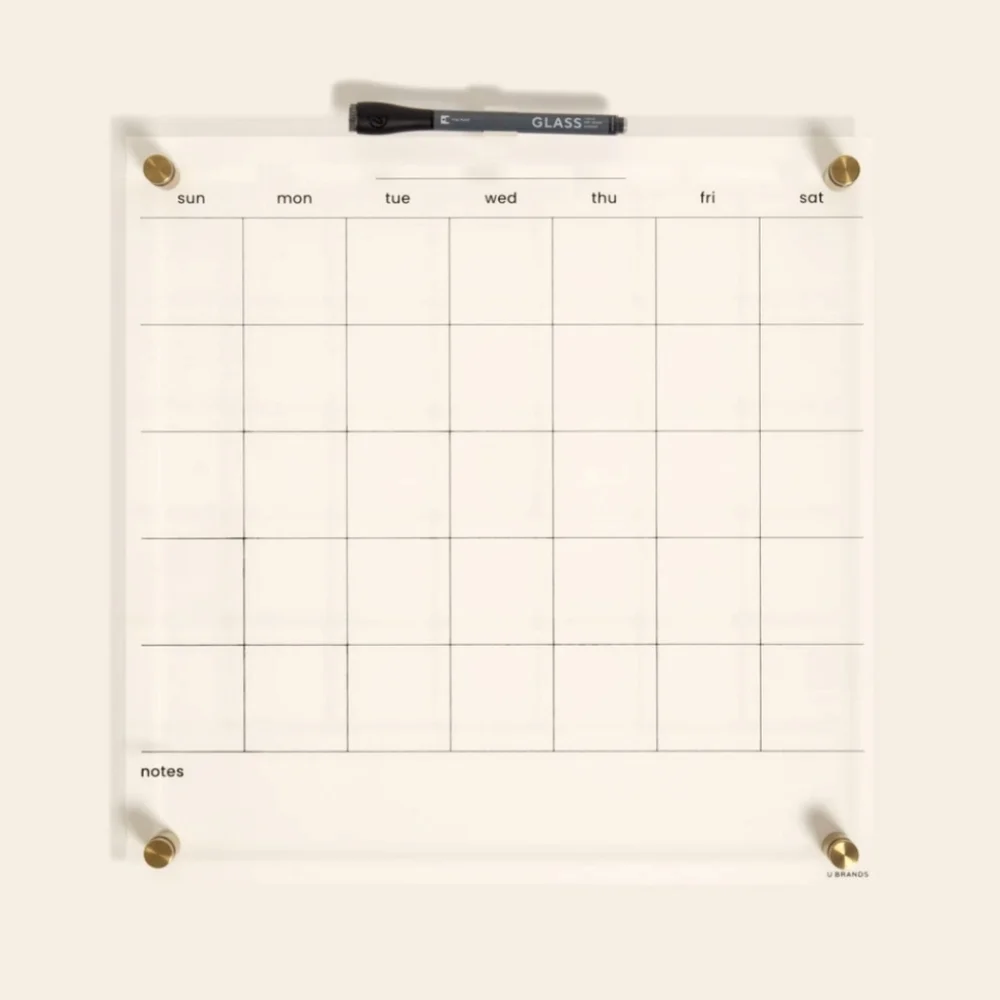 Acrylic clear monthly calendar dry erase